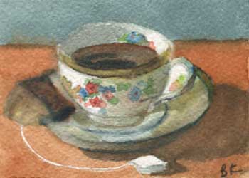 "Grandma's Teacup" by Barbara Kettner, Viola WI  - Watercolor - SOLD